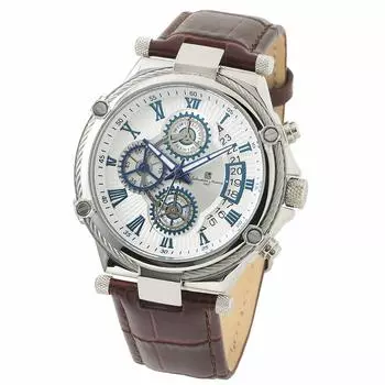 Часы-хронограф Итальянский бренд Аналоговый кварцевый Представленный Белый с крестом для часов SSWH [Salvatore Marra] Мужские