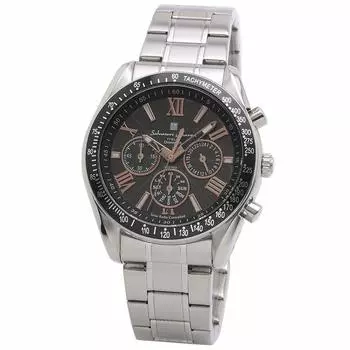 Часы-хронограф на солнечной батарее с радиоприемником, водонепроницаемые, черные, с часовой тканью BKPG [Salvatore Mara] мужские