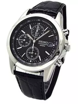 Часы-хронограф SEIKO с натуральной кожей, официально распространяемые в Японии компанией Seiko Strap, черные, SND309P1