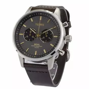 Часы-хронограф унисекс Neville Chronograph темно-коричневого цвета из кожи угольно-серого цвета TRIWA [TRIWA] Мужские женские NEST114-CL010412 [Товар]