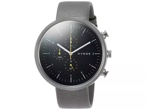 Часы HYGGE HGE020079 мужские, серый кожаный ремешок, корпус из нержавеющей стали, сделано в Японии, НОВЫЕ