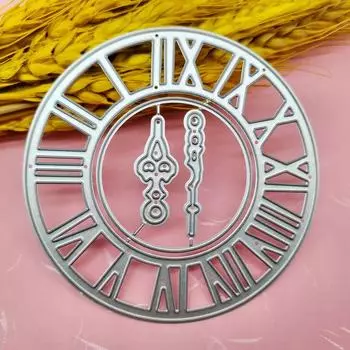 Часы и циферблат, стрелки, художественный узор, трафарет для резки металла для DIY, скрапбукинг, альбом, фототиснение, бумажная карта, ремесленный декор серебряный