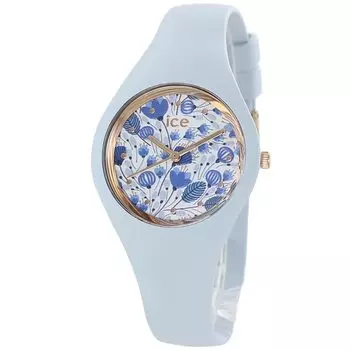 Часы Ice Watch Водонепроницаемые часы Ice Flower Маленький цветочный узор Синий резиновый ремешок 019209 Часы [Ice Watch] Женские [Товар]