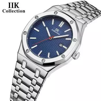 Часы IIK Женские часы из нержавеющей стали Деловые водонепроницаемые женские часы Кварцевые часы с календарем белый