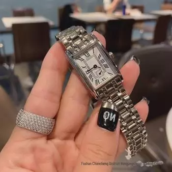 Часы Internet Celebrity Dai Zhuo Series со стальным ремешком, квадратными римскими цифрами, двухстрелочным дизайном и фирменным стилем Danny Road серебряный