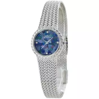 Часы из натурального камня опалового цвета с маленьким циферблатом, синим браслетом из нержавеющей стали и серебра [Montress] женские MS-008L-SSOP []