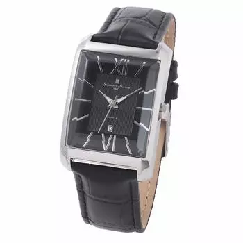Часы из нержавеющей стали, черные, серебристые, водонепроницаемые, аналоговые, кварцевые, деловые, повседневные, в комплекте с тканью SSBK [Salvatore Marra] мужские, женские