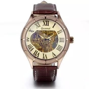 Часы JewelryWe Watch с кожаным ремешком, классические, простые, с римскими цифрами, подарок на Рождество, мужские, механические, ко дню святого Валентина