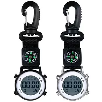 Часы-карабин цифровые подвесные часы 3atm водонепроницаемые день недели календарь будильник компас светодиодный мужской стильный уличный модный аксессуар