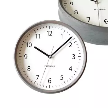 Часы KATOMOKU muku 4 серые настенные часы с непрерывной секундной стрелкой радио km-57GR 306 мм (Часы СКП)