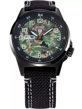 Часы KENTEX JSDF Military S715M-08 с черным камуфляжным нейлоновым ремнем