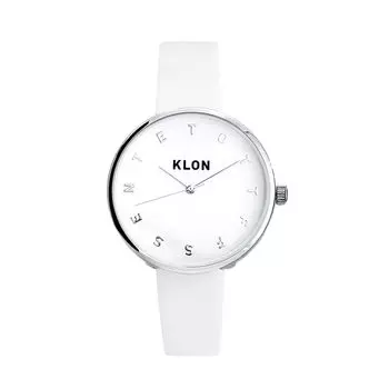 Часы-клон klon Watch Стильные простые белые часы KLON ALPHABET TIME WHITE 33 мм мужские женские Ver.SILVER