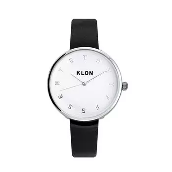Часы-клон klon Watch Стильные простые наручные часы черного цвета KLON ALPHABET TIME BLACK 33 мм Мужские женские Ver.SILVER