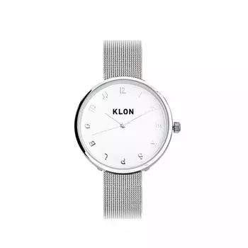 Часы KLON Simple Unisex Silver Stylish KLON MOCK NUMBER 33 мм женские мужские -SILVER MESH- Ver.SILVER