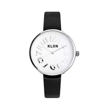 Часы klon Стильные простые черные KLON HIDE TIME BLACK 33 мм мужские женские Ver.SILVER