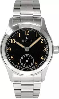 Часы KNIS Varnish Made in Japan, ретро-часы в стиле милитари, сапфировое стекло, водонепроницаемость 10 АТМ, ремешок из нержавеющей стали, черные мужские KN003-BKSS чёрный