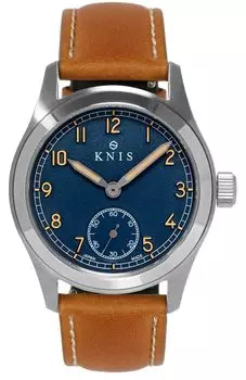 Часы KNIS Varnish Made in Japan с ретро-армейскими часами, сапфировым стеклом, водонепроницаемостью 10 АТМ, синим циферблатом и верблюжьей кожей, мужские KN003-BLCALE синий