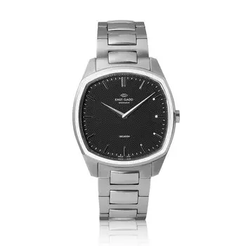 Часы Knut Gadd DECAGON, стальной корпус, черный циферблат, стальной ремешок, 3 года гарантии, мужские