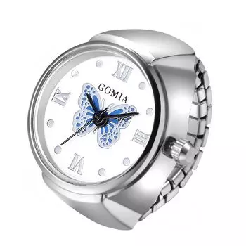 Часы-кольцо Bow Ring Watch Бесплатные водонепроницаемые часы-кольцо Аналоговые Серебряные День Рождения Годовщина Белый День Рождественский подарок для девушки Размер Женские - синий