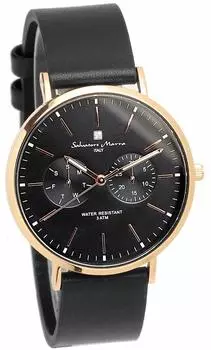 Часы кварцевые календарные итальянские брендовые унисекс SM15117L BK [Salvatore Mara] (Черная роза)