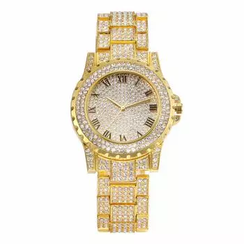 Часы Lancardo Analog Diamond Roman Numeral Scale Boys 1ATM Waterproof Quartz Gold Men s золотой