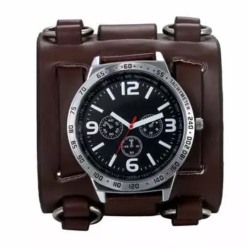 Часы Lancardo Watch спортивные 3ATM водонепроницаемые кожаный ремешок модные повседневные кварцевые деловые предустановленные мужские (коричневый)