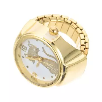 Часы LEDMOMO, эластичное кольцо, винтажные часы, кольцо, узор кошки, золотые, круглые кварцевые часы с кольцом на палец золотистый