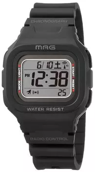 Часы MAG с цифровым радио на солнечной батарее с двумя источниками питания, водонепроницаемые, с уретановым ремешком, немного маленькие, могут использоваться детьми MW-550A BK, черные
