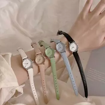 Часы Martini кремового цвета круглого цвета из воловьей кожи (5colors)