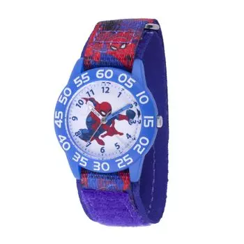 Часы Marvel Quartz Plastic and Nylon Casual Blue Spider-Man Boy s Watch, цветные (Модель WMA000193)