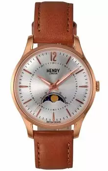 Часы MARYLEBONE с серебристым циферблатом из нержавеющей стали, кварцевым механизмом MOONPHASE 34MM London London Watch Navy [Henry London] HL34-LS-0386 [Товар]