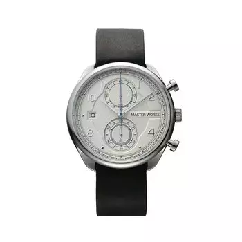 Часы Masterworks Quattro 002, часы, сделанные в Японии, кварцевые, 41 мм, кожаный ремешок, часы-хронограф, черные [MASTER WORKS] MW07SI-EDBKG8, мужские, мужские белый