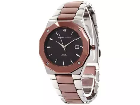 Часы Mauro Jerardi Solar 1P Diamond Tungsten Calendar MJ032-3 Brown Silver НОВЫЕ