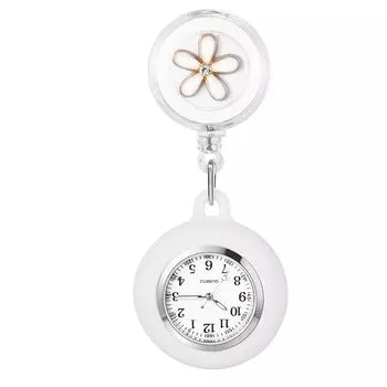 Часы медсестры силиконовый зажим аналоговый Расширение и сжатие: милые цветы медсестра часы перевернутые водонепроницаемые карманные часы карманные часы кварцевые Товары -