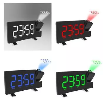 Часы Многофункциональные Проекционные FM Радио Будильник С USB-портом для зарядки синий