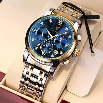 Часы Модные часы Мужские многофункциональные светящиеся водонепроницаемые кварцевые часы Мужские часы