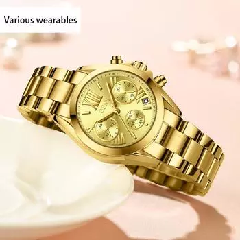 Часы модные полосатый булавка календарь стальной ремешок водонепроницаемые мужские кварцевые часы