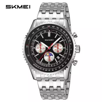 Часы Moment Beauty для мужчин, деловые, со стальным ремешком, с шестью штифтами, полнофункциональные, водонепроницаемые, светящиеся, модные, мужские серебряный