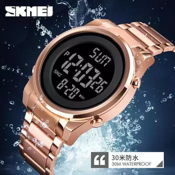 Часы Moment Beauty Watch Business Электронные часы с ремешком из нержавеющей стали Водонепроницаемые мужские часы с хронометром