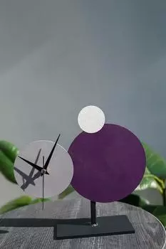 Часы Muyika Pavimento металлические настольные фиолетово-серо-бежевые 26x25см ммс