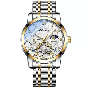 часы мужские автоматические механические часы скелетон бизнес водонепроницаемые Популярный бренд автоматические часы для мужчин белый белый, G8870