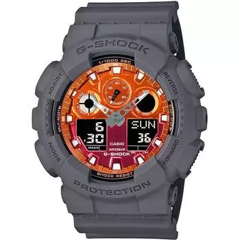 Часы мужские CASIO G-SHOCK GA-100FL-8AJF [серия G-SHOCK Flame inside] круглые, серая смола