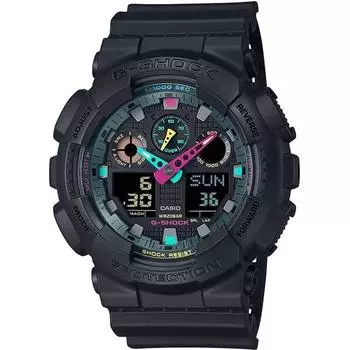 Часы мужские CASIO G-SHOCK GA-100MF-1AJF [серия G-SHOCK Multi Fluorescent] круглые, черная смола