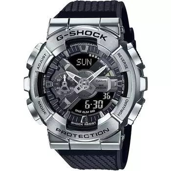 Часы мужские CASIO G-SHOCK GM-110-1AJF [G-SHOCK Youth Metal GA-110 Silver] круглые, черные