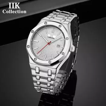 Часы Мужские часы из нержавеющей стали Деловые водонепроницаемые мужские часы Кварцевые часы с календарем