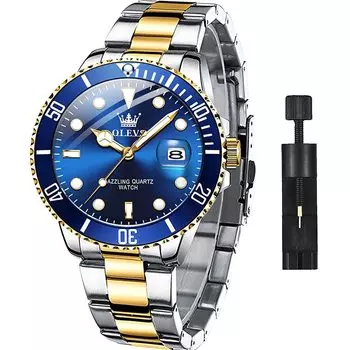 Часы Мужские часы Модные повседневные деловые спортивные многофункциональные хронографы из нержавеющей стали водонепроницаемые розовое золото аналоговые кварцевые часы