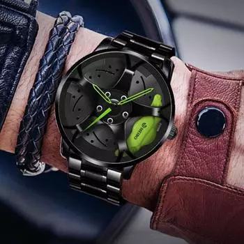 Часы Мужские Спортивные часы Мужские часы Кварцевые спортивные наручные часы с ободом колеса Кварцевые наручные часы жёлтый