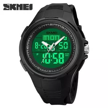 Часы мужские студенческие трендовые водонепроницаемые электронные часы для школьников и подростков светящиеся многофункциональные спортивные часы чёрный