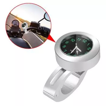Часы на руль мотоцикла, светящиеся водонепроницаемые часы для мотоцикла, ночник, часы с циферблатом, часы на руль велосипеда серебряный
