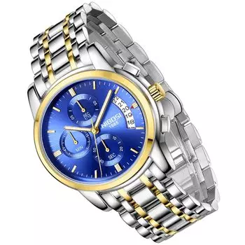 Часы наручные водонепроницаемые деловые стильные серебряные хронографы брендовые аналоговые повседневные металлические часы из нержавеющей стали мужские часы дата флуоресцентные роскошные